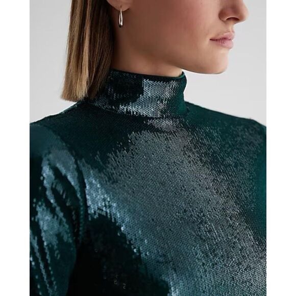 Express Sequin Long Sleeve Top NEW - Picture 2 of 10